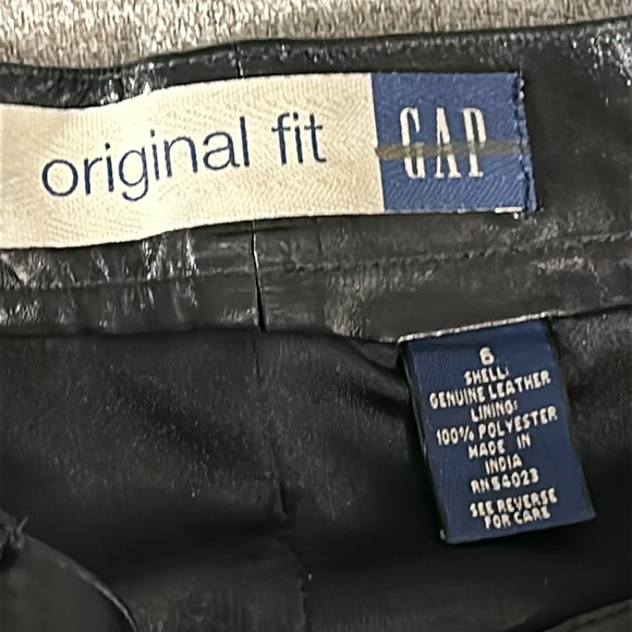 GAP ORIGINAL FIT ,VINTAGE Y2K ,(REAL )LEATHER PANTS ,BLACK ,SIZE 6 - Picture 2 of 12